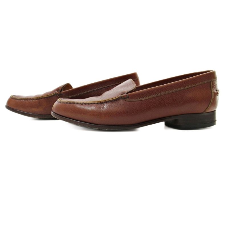 Hermes H Logo Loafer All Leather 36.5 23.5cm (9.25in) Brown 1205 • Mnk3