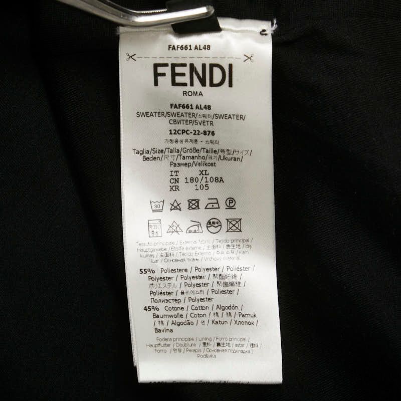 Fendi Logo Parka Pullover Size: XL Black White Polyester Cotton Men's Fendi