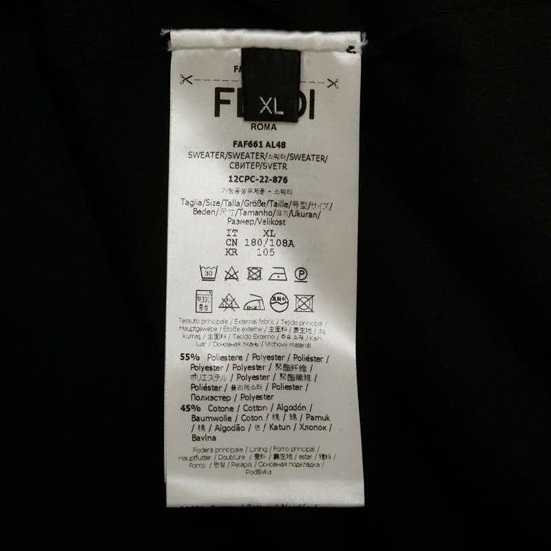 Fendi Logo Parka Pullover Size: XL Black White Polyester Cotton Men's Fendi