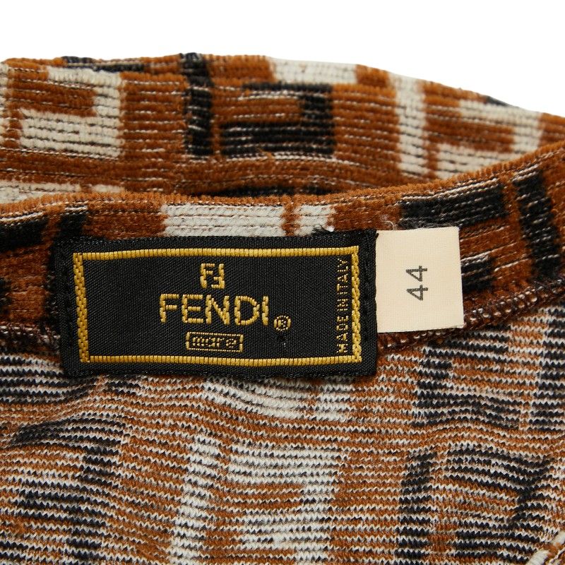 Fendi Ff Pattern Sleeveless Dress Pile Fabric Size: 44 Brown Multicolor Cotton