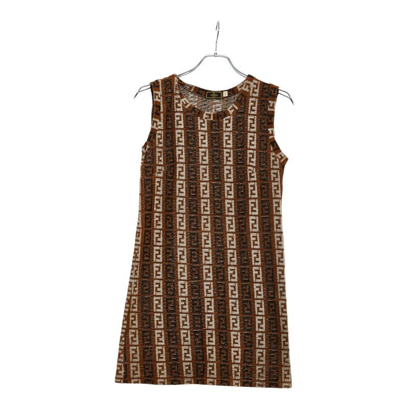 Fendi Ff Pattern Sleeveless Dress Pile Fabric Size: 44 Brown Multicolor Cotton