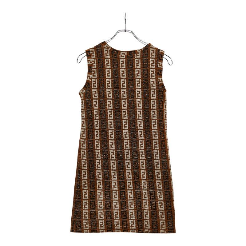 Fendi Ff Pattern Sleeveless Dress Pile Fabric Size: 44 Brown Multicolor Cotton