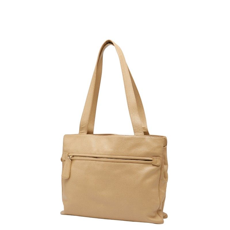 Chanel Cocomark Tote Bag Handbag Beige Caviar Skin Ladies Chanel