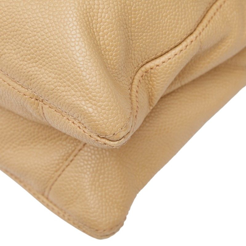 Chanel Cocomark Tote Bag Handbag Beige Caviar Skin Ladies Chanel