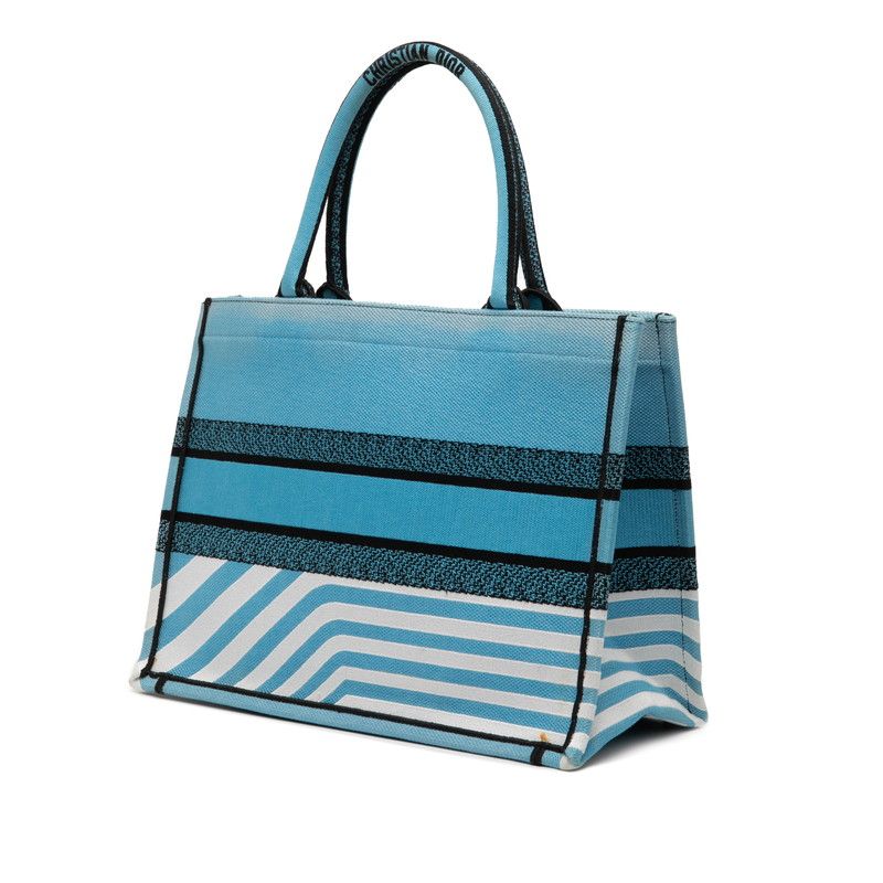 Christian Dior Book Tote Medium Light Blue Multicolor Canvas Women's Christian