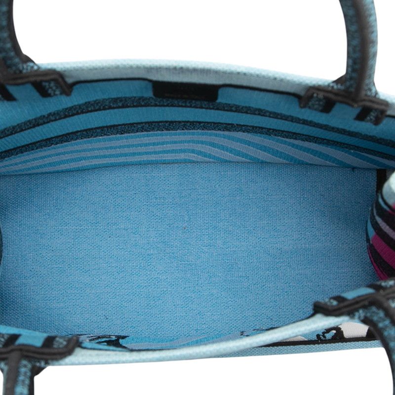 Christian Dior Book Tote Medium Light Blue Multicolor Canvas Women's Christian