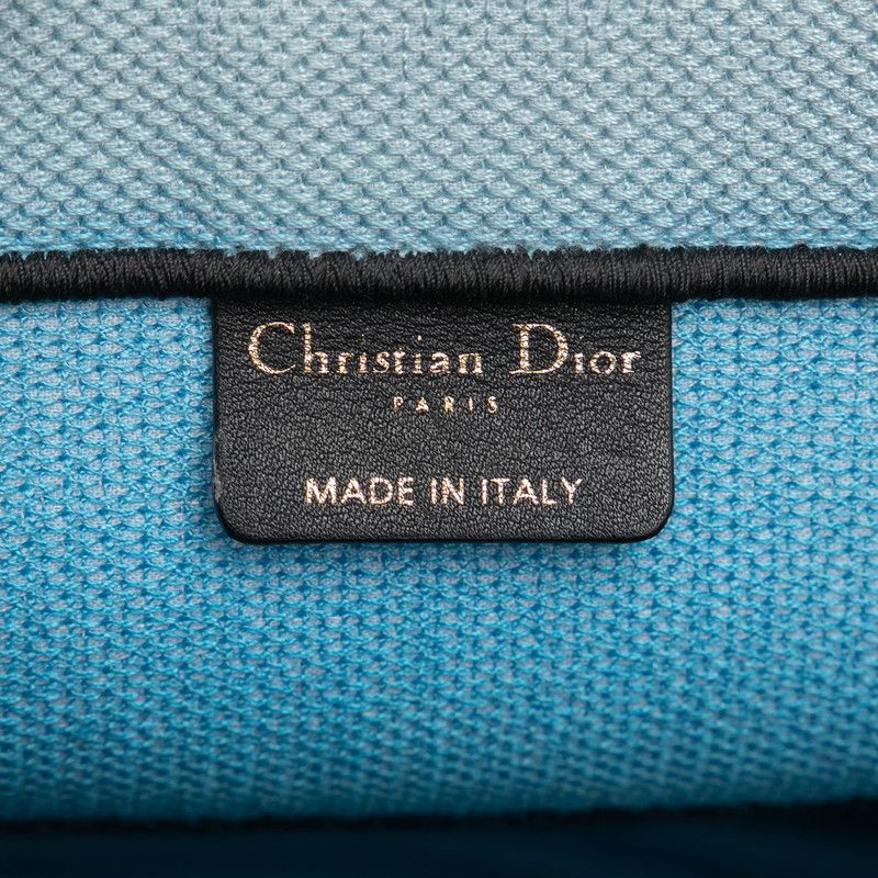 Christian Dior Book Tote Medium Light Blue Multicolor Canvas Women's Christian