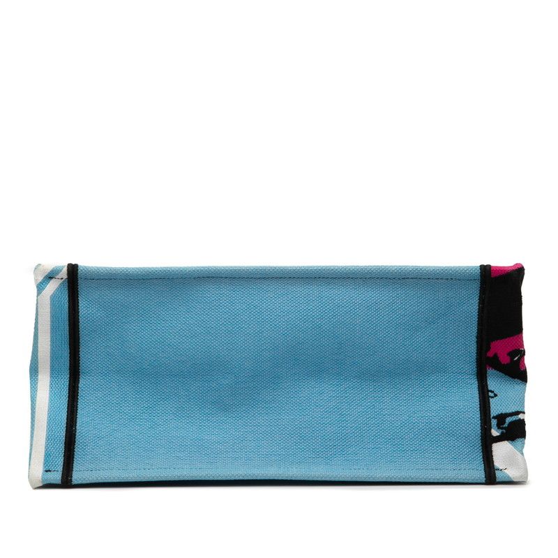 Christian Dior Book Tote Medium Light Blue Multicolor Canvas Women's Christian