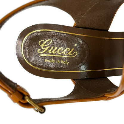 Gucci Sandals 34 Women's - 309822 Light Brown Horsebit Leather