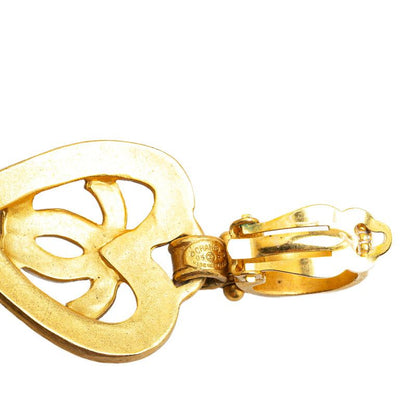 Chanel Vintage Coco Mark Heart Motif Earring Swing Gold Plated Ladies Chanel