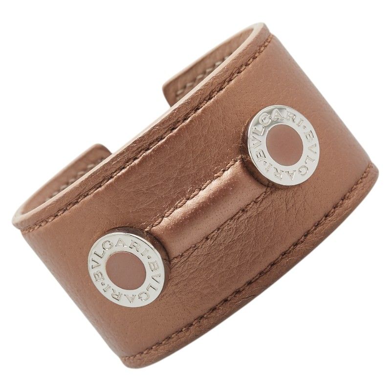 Bvlgari Beige Silver Leather Metal Ladies Bvlgari