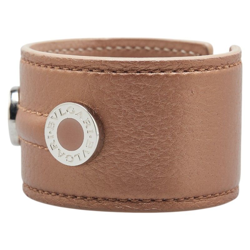 Bvlgari Beige Silver Leather Metal Ladies Bvlgari