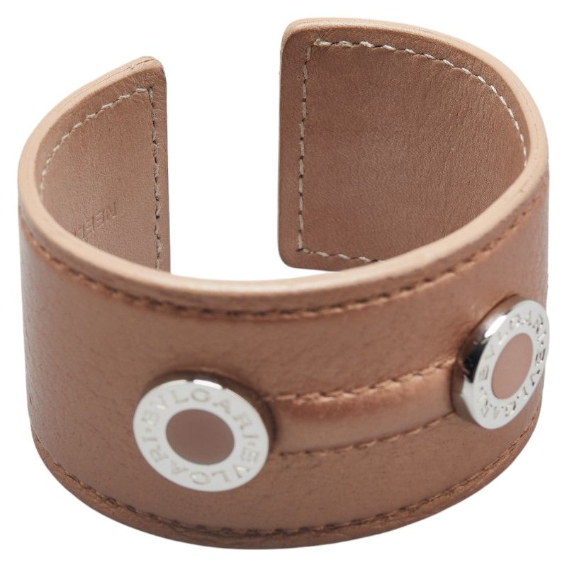 Bvlgari Beige Silver Leather Metal Ladies Bvlgari