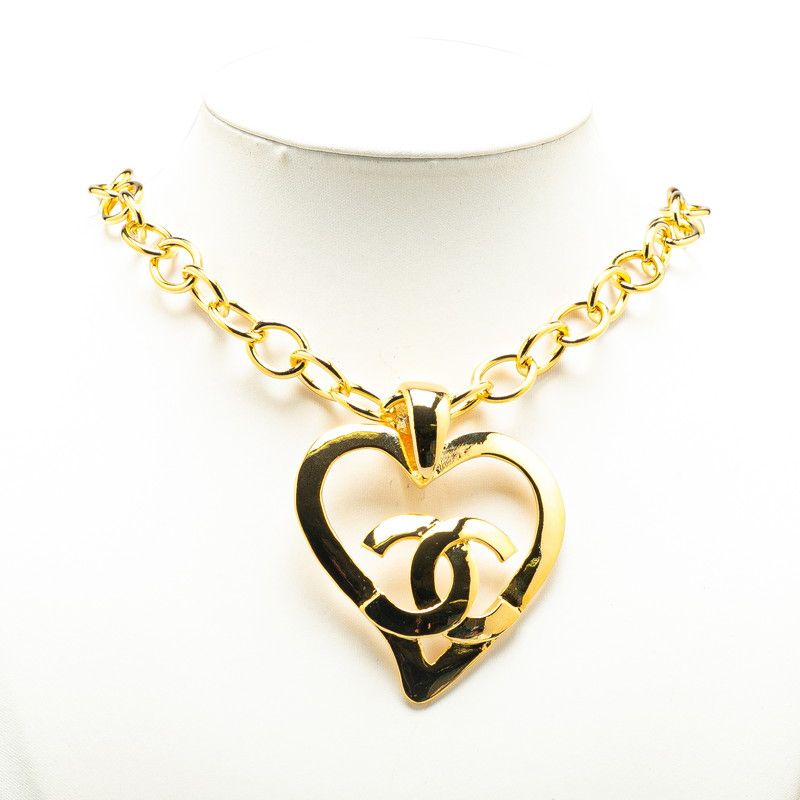 Chanel Vintage Large Coco Heart Gold Plated Ladies Chanel