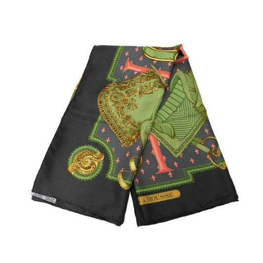 Hermes Carre 90 Selles a Housse Cabas - Gray Multicolor Silk Ladies Hermes