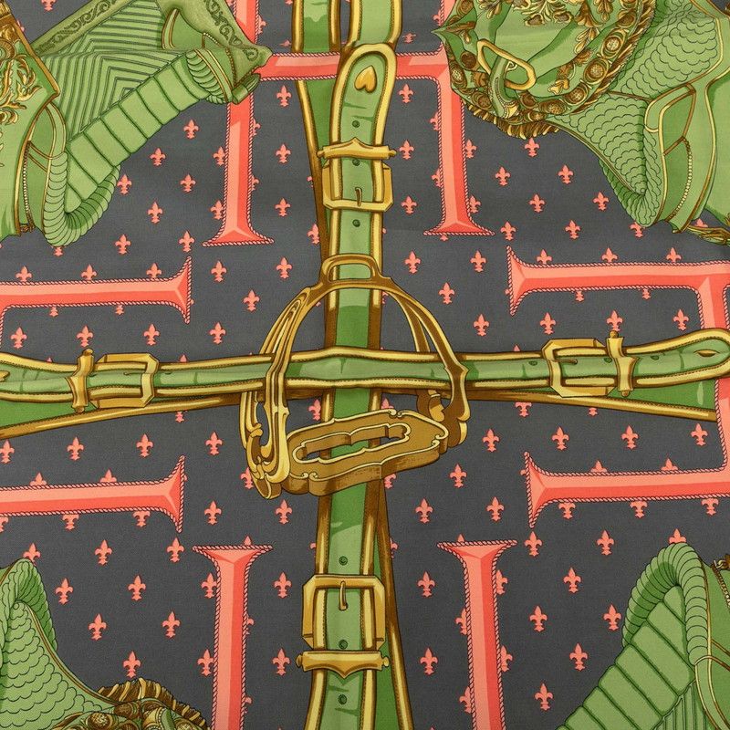 Hermes Carre 90 Selles a Housse Cabas - Gray Multicolor Silk Ladies Hermes