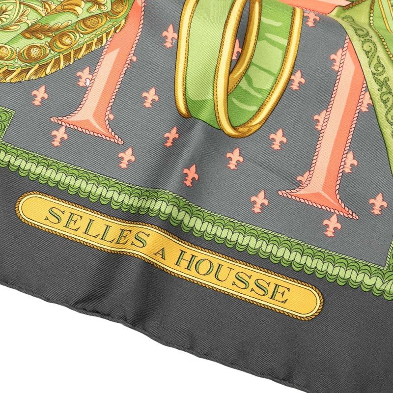 Hermes Carre 90 Selles a Housse Cabas - Gray Multicolor Silk Ladies Hermes