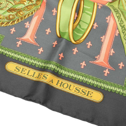 Hermes Carre 90 Selles a Housse Cabas - Gray Multicolor Silk Ladies Hermes