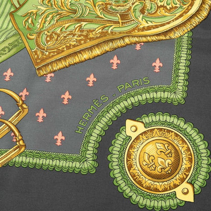 Hermes Carre 90 Selles a Housse Cabas - Gray Multicolor Silk Ladies Hermes