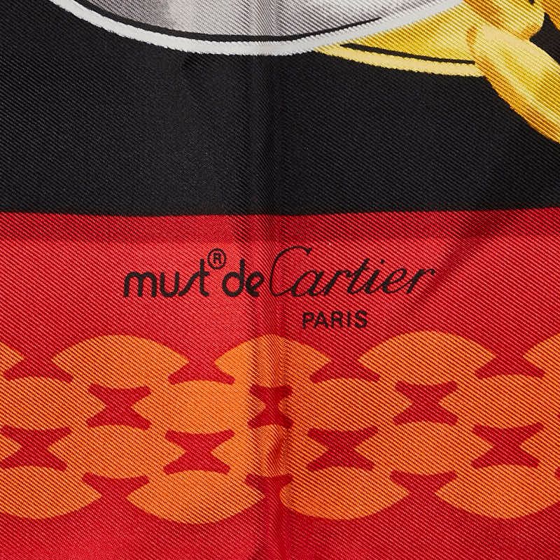 Cartier Trinity Ring Panther Bracelet Red Yellow Multicolor Silk Ladies Cartier