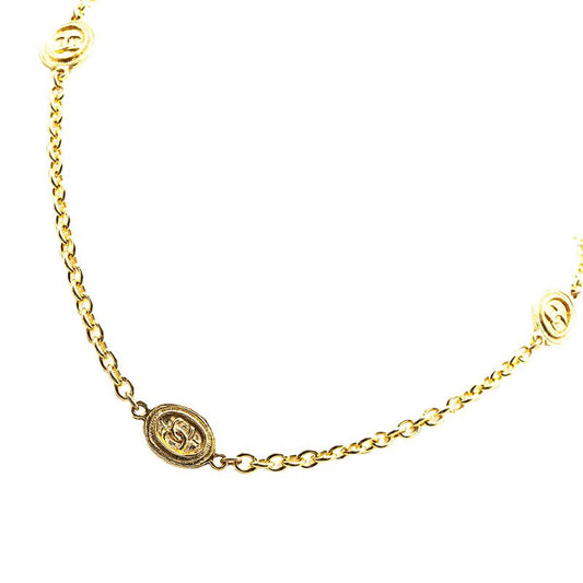 Chanel Vintage Coco Mark Long Double Chain Necklace Gold Plated Ladies Chanel