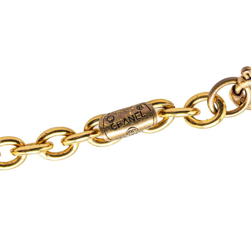 Chanel Vintage Coco Mark Long Double Chain Necklace Gold Plated Ladies Chanel