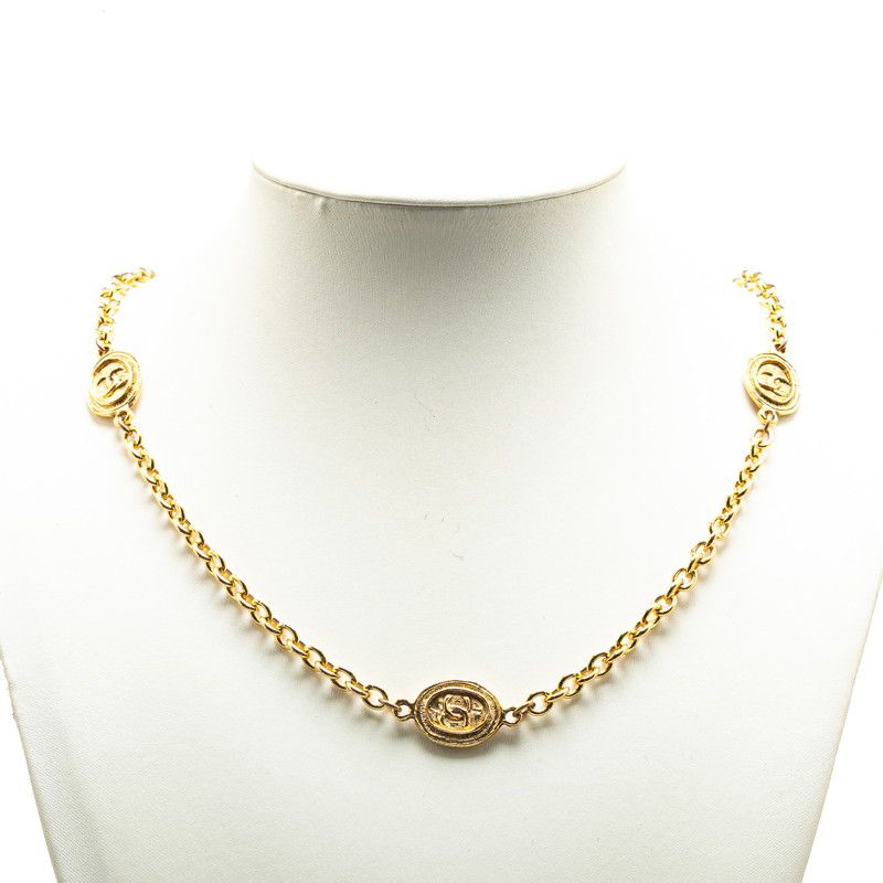 Chanel Vintage Coco Mark Long Double Chain Necklace Gold Plated Ladies Chanel