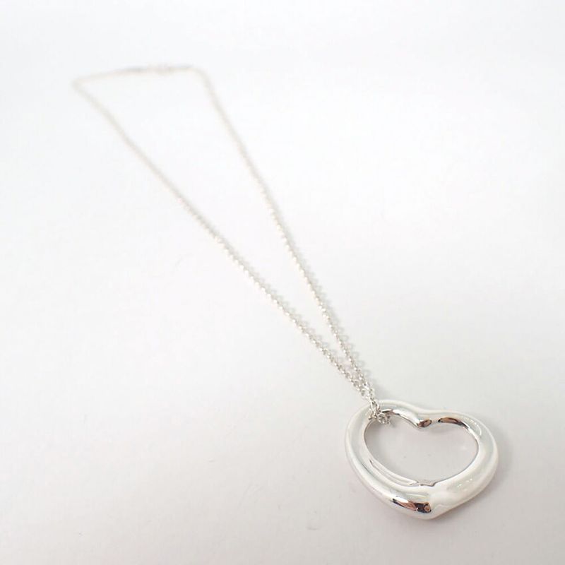Tiffany & Co 925 Open Heart Pendant Necklace j111-82