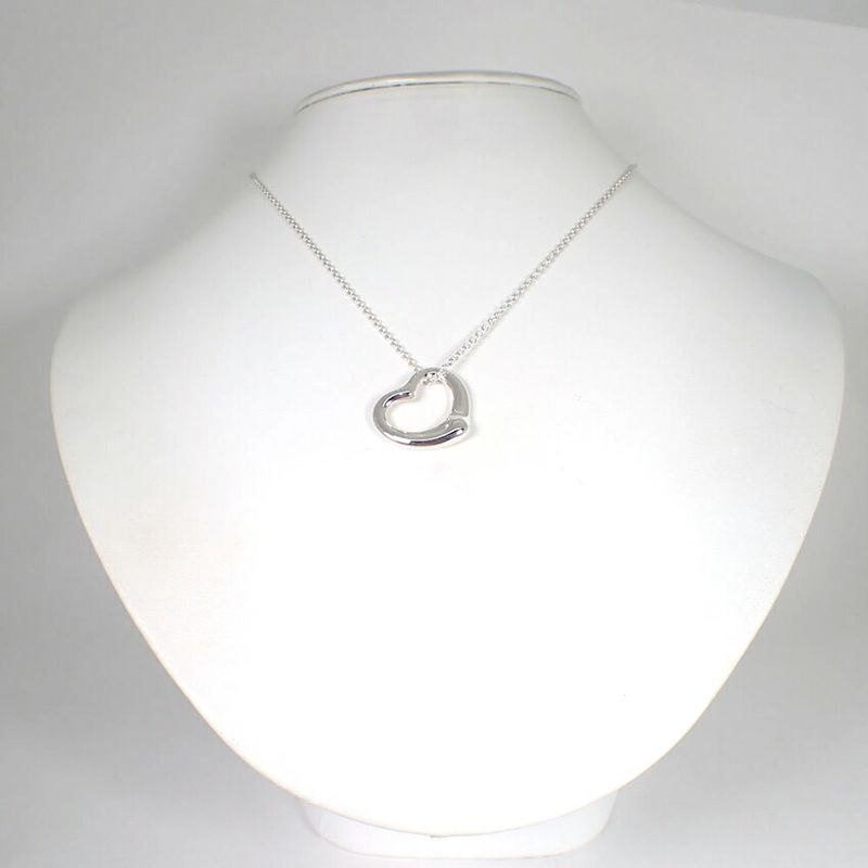 Tiffany & Co 925 Open Heart Pendant Necklace j111-82
