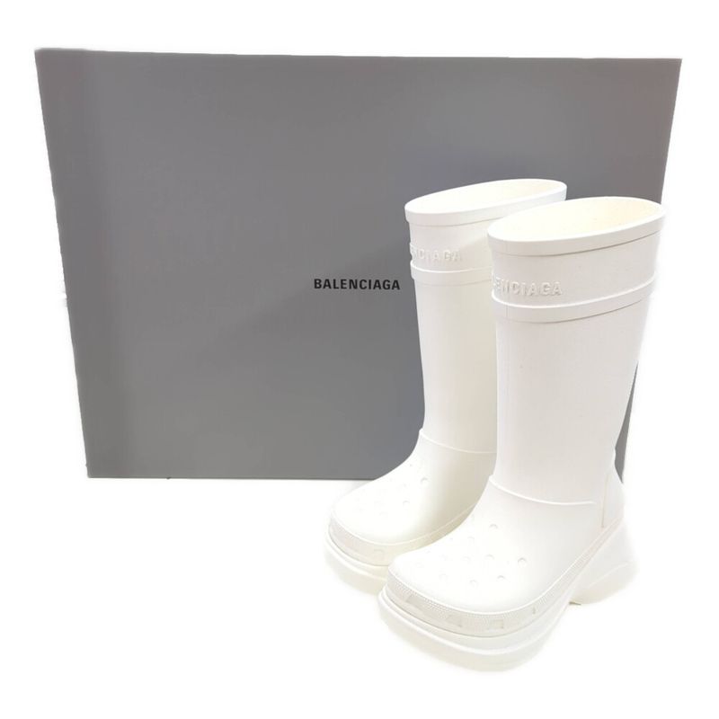 Balenciaga Crocs Collaboration Rubber Long Boots Shoes Rain Boots 36 White