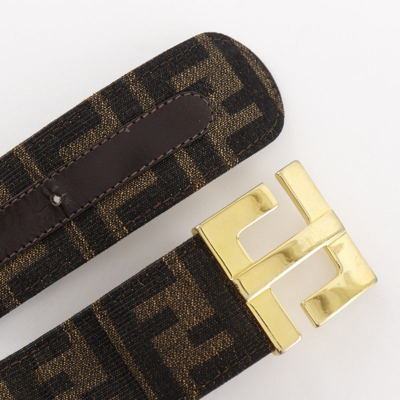 Fendi Zucca Nylon Canvas Brown Women's Belt