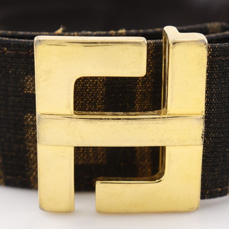 Fendi Zucca Nylon Canvas Brown Women's Belt