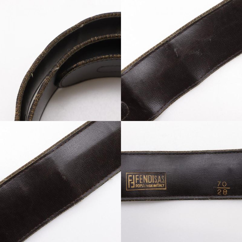 Fendi Zucca Nylon Canvas Brown Women's Belt
