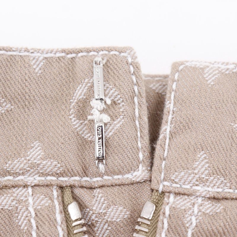 Louis Vuitton Monogram Denim Tight Cotton X Polyester Brown Women's Skirt