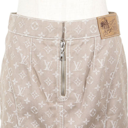 Louis Vuitton Monogram Denim Tight Cotton X Polyester Brown Women's Skirt