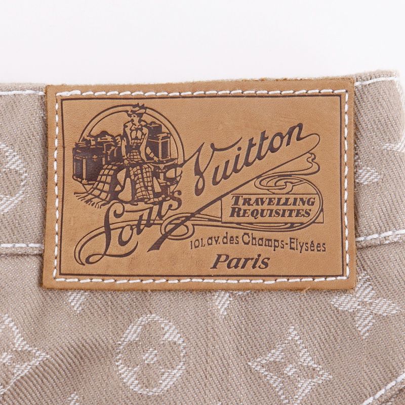 Louis Vuitton Monogram Denim Tight Cotton X Polyester Brown Women's Skirt