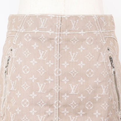 Louis Vuitton Monogram Denim Tight Cotton X Polyester Brown Women's Skirt