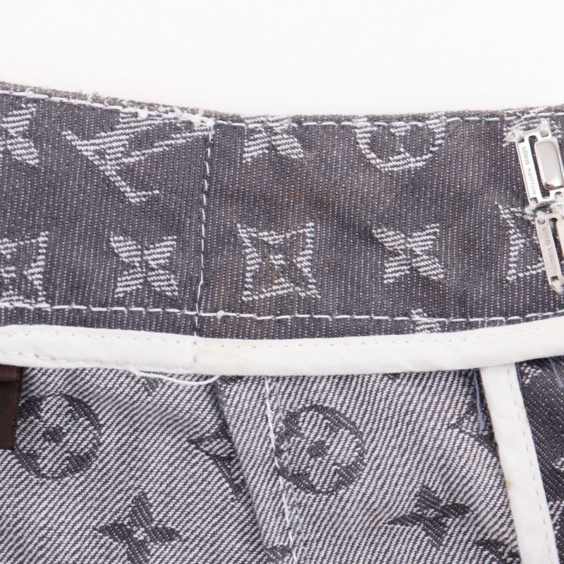 Louis Vuitton Monogram Denim Tight Cotton X Polyester Gray Women's Skirt