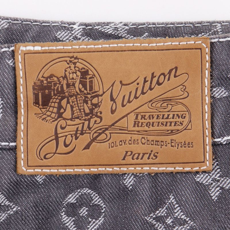 Louis Vuitton Monogram Denim Tight Cotton X Polyester Gray Women's Skirt