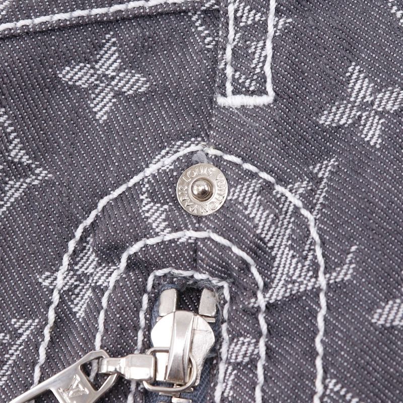 Louis Vuitton Monogram Denim Tight Cotton X Polyester Gray Women's Skirt