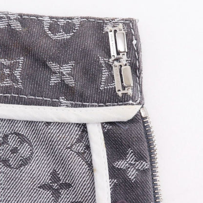 Louis Vuitton Monogram Denim Tight Cotton X Polyester Gray Women's Skirt