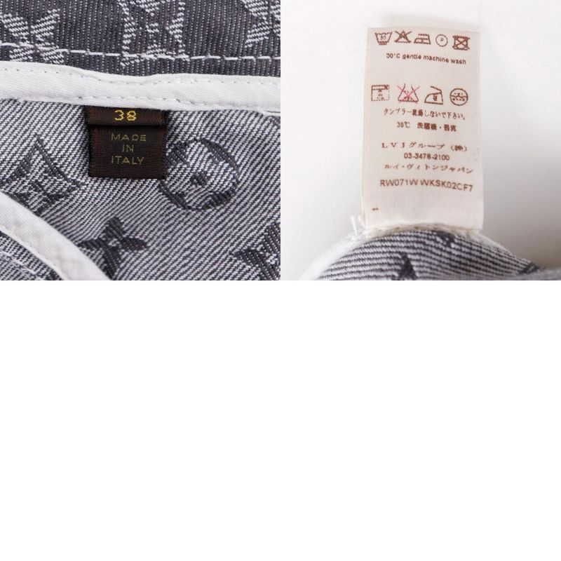 Louis Vuitton Monogram Denim Tight Cotton X Polyester Gray Women's Skirt
