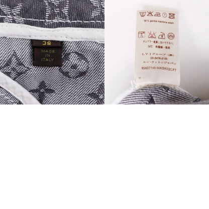 Louis Vuitton Monogram Denim Tight Cotton X Polyester Gray Women's Skirt
