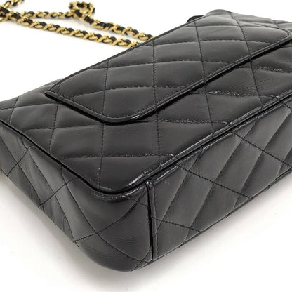 Chanel Chain Shoulder Bag Coco Mark Lambskin Leather Black