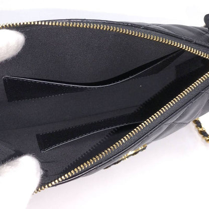 Chanel Chain Shoulder Bag Coco Mark Lambskin Leather Black