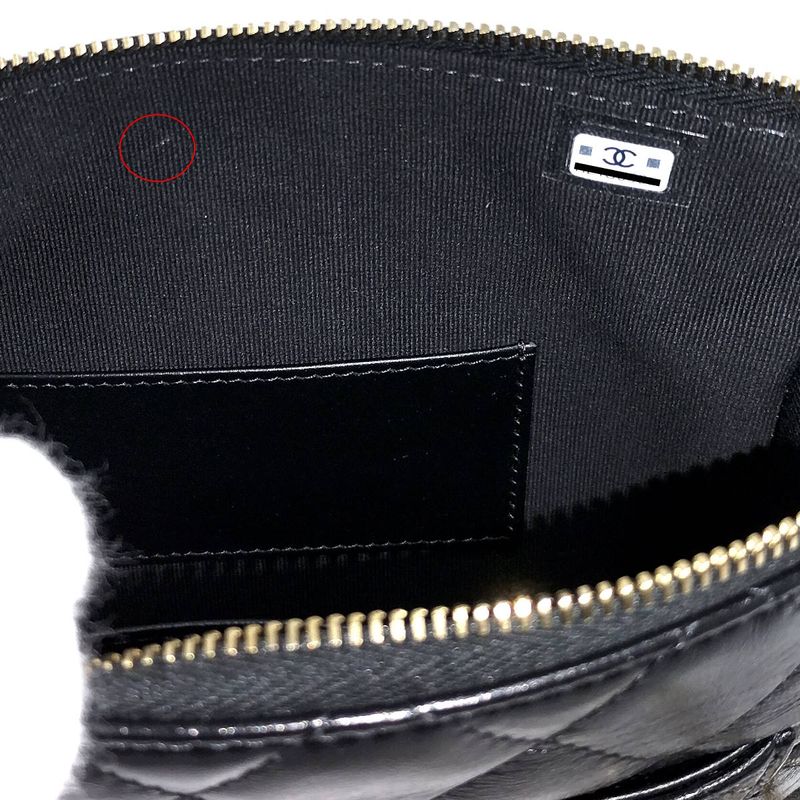 Chanel Chain Shoulder Bag Coco Mark Lambskin Leather Black