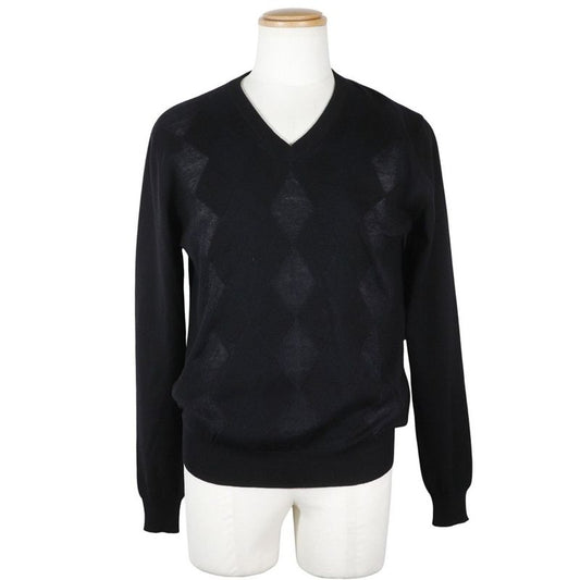Prada Argyle Lay032872 Wool X Nylon X Cashmere Black Men's Sweater