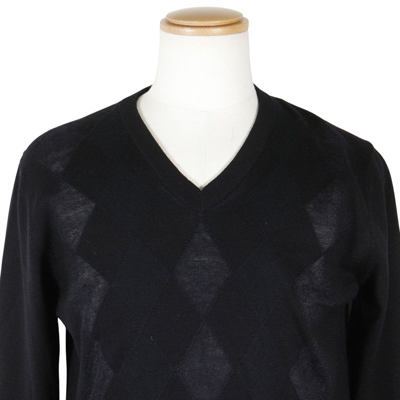 Prada Argyle Lay032872 Wool X Nylon X Cashmere Black Men's Sweater