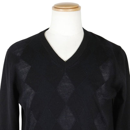 Prada Argyle Lay032872 Wool X Nylon X Cashmere Black Men's Sweater