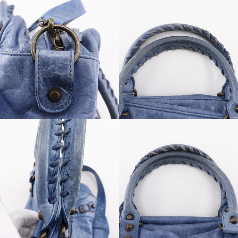 Balenciaga the Twiggy 2way Shoulder 145964 Leather Blue Women's Handbag